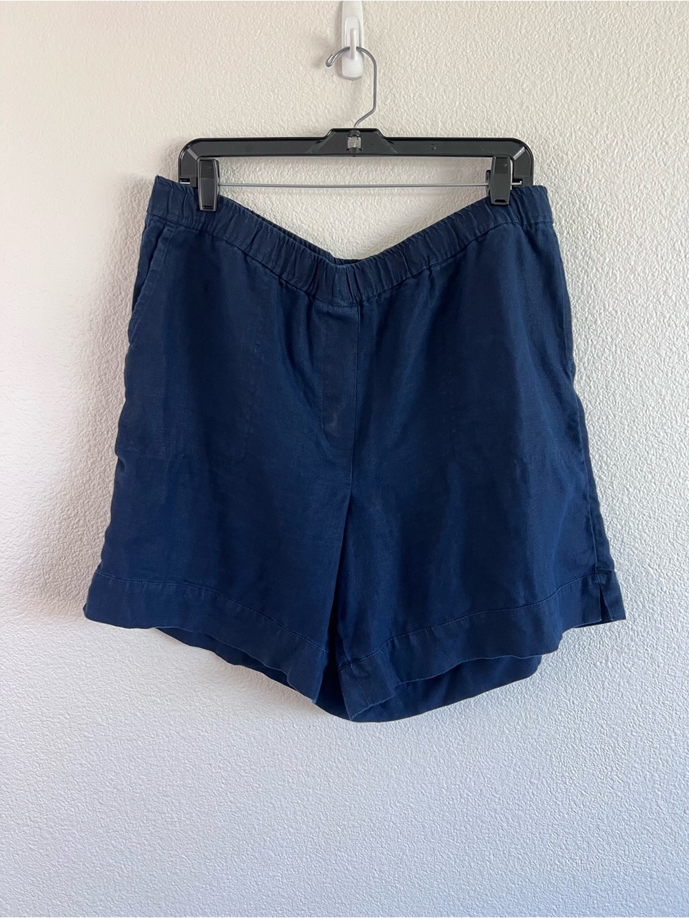 J. Jill Women's Love Linen High Rise Short Pull-On Elastic True Navy Coastal - Picture 2 of 12